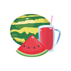 watermelon and juice fresh vector illustratio