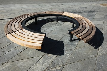 Wooden modern design round circular park bench