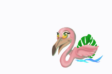 Tropical flamingos.Cute Flamingo girl,illustration,white background.
