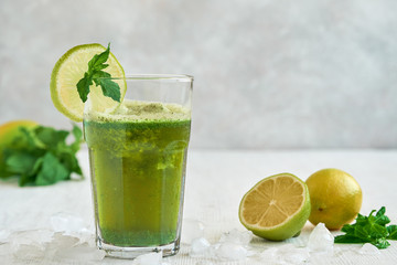 Mint lemonade. Limonana. Middle eastern frozen mint lemonade.        