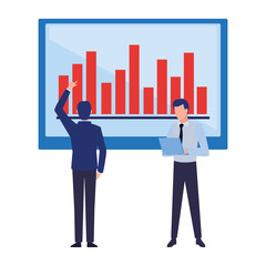business people with data chart