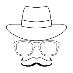 hat glasses and moustache black and white