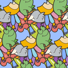 Cute seamless forest pattern with mushrooms. Nice for prints, design, colorings, cards, textile