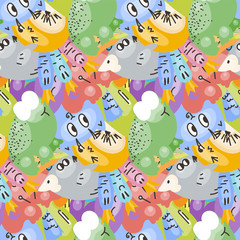 Cute seamless forest pattern with mushrooms. Nice for prints, design, colorings, cards, textile
