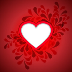 White paper heart icon on red background.