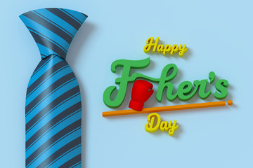 Happy Father’s Day Three dimensional characters 3d rendering for greeting card with clipping path.