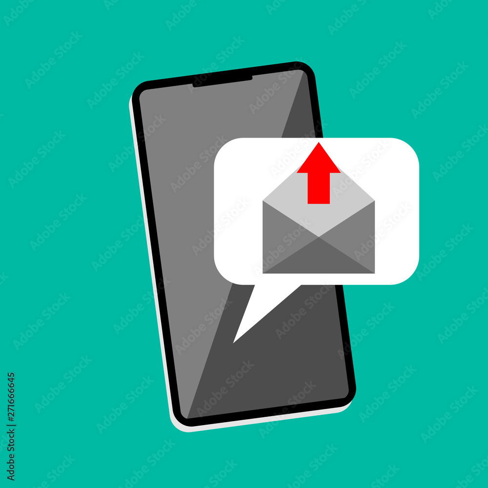 Poster icon or mail message reminder mailing on mobile phone. notification on smartphone for send email. ve