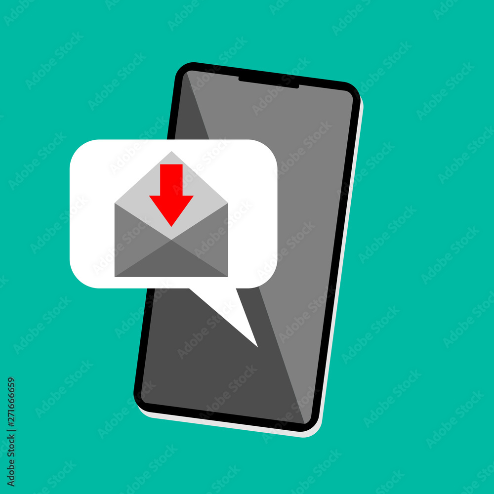 Poster icon or mail message reminder mailing on mobile phone. notification on smartphone for receive email.