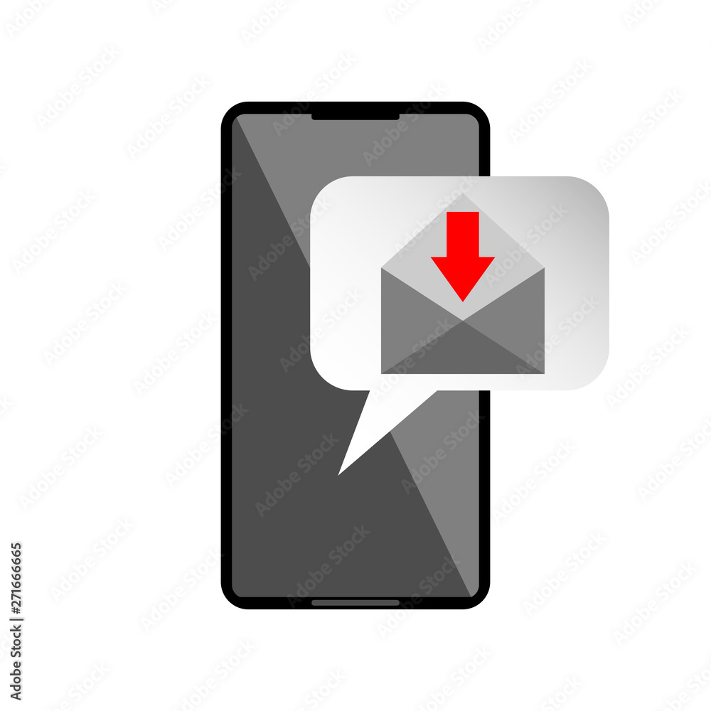 Poster icon or mail message reminder mailing on mobile phone. notification on smartphone for receive email.