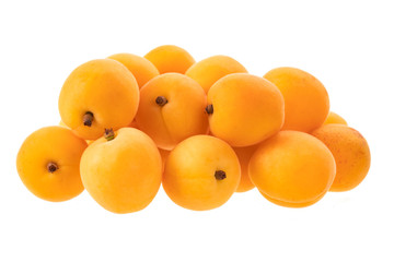 heap of fresh apricots isolated on white background