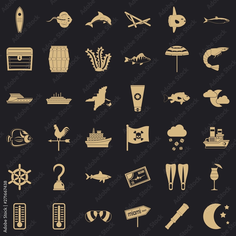 Poster moisture icons set. simple set of 36 moisture vector icons for web for any design
