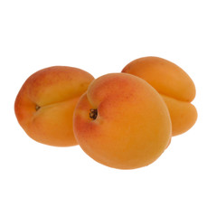 heap of apricots isolated on white