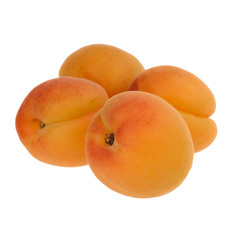 heap of apricots isolated on white