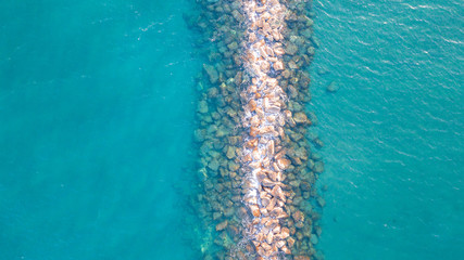 Aerial top down view on artificial reef close to the shore in Mediterranean sea - 271667664