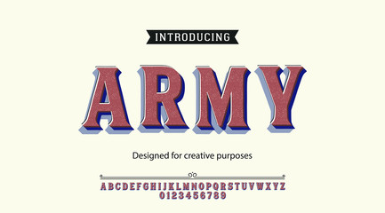 Army t typeface.For labels and different type designs