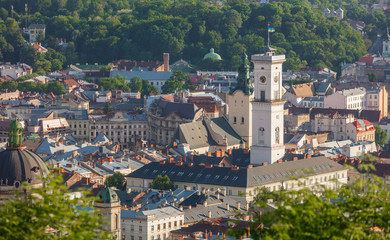 Fototapeta na wymiar Panoramic view on Lviv from high Castle