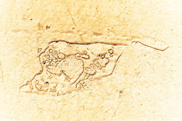 Vintage yellow background. Rough painted wall of aspen gold color. Imperfect plane of golden colored. Uneven old decorative toned backdrop of yellow tint. Texture of gold hue. Ornamental stony surface