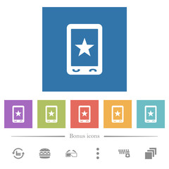 Mobile mark flat white icons in square backgrounds