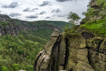 panoramic view on heilige stiege trail in saxon switzerland, Germany