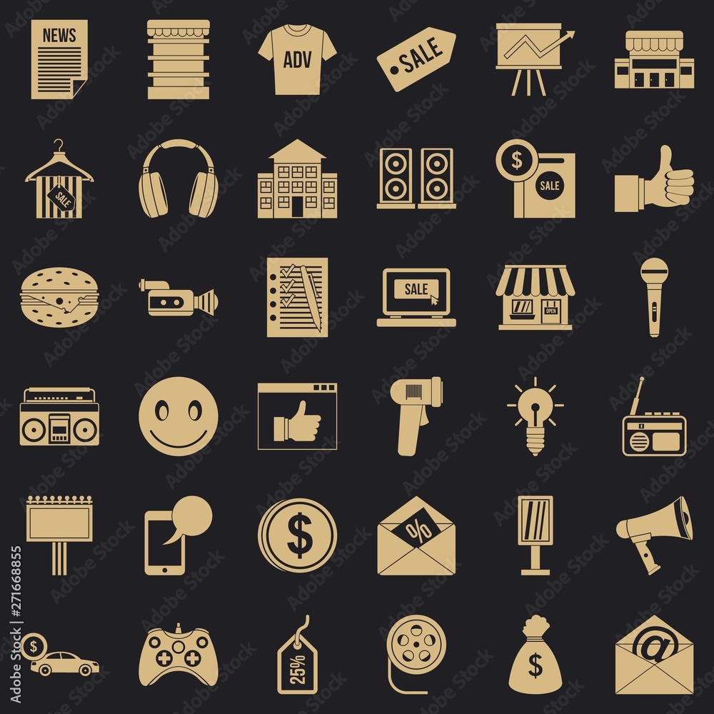 Poster merchandising icons set. simple set of 36 merchandising vector icons for web for any design