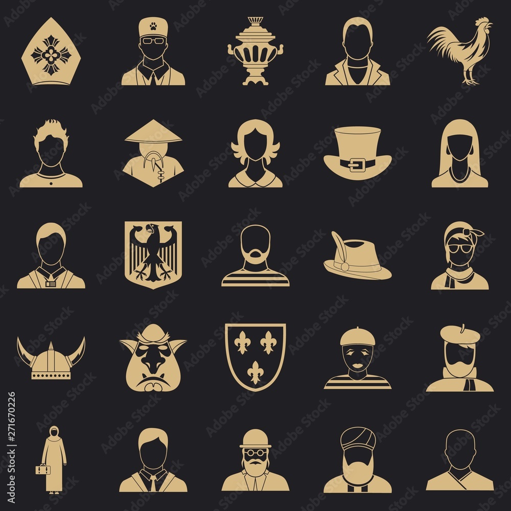 Aufkleber national icons set. simple set of 25 national vector icons for web for any design