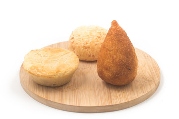 Brazilian Snack. Empadinha, Cheese Bread and Chicken Coxinha