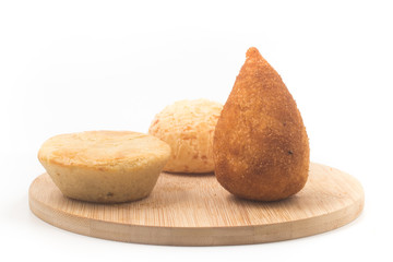 Brazilian Snack. Empadinha, Cheese Bread and Chicken Coxinha