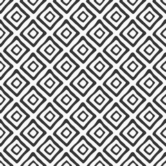Abstract seamless pattern of hand drawn rhombuses. Monochrome vector background.