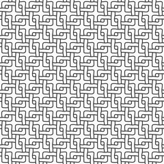 Abstract seamless hand drawn pattern. Braiding background of intersecting stripes lattice. Monochrome vector background.