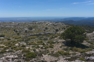 Mallorca. Mountain range Serra de Tramuntana. Mountain peaks and valleys on the way to Sa Calobra bay
