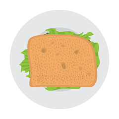 Top view of a sandwich on a plate - Vector