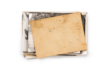 Stack of old photos with clipping path for the inside