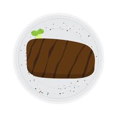 Top view of a grilled meat steak - Vector