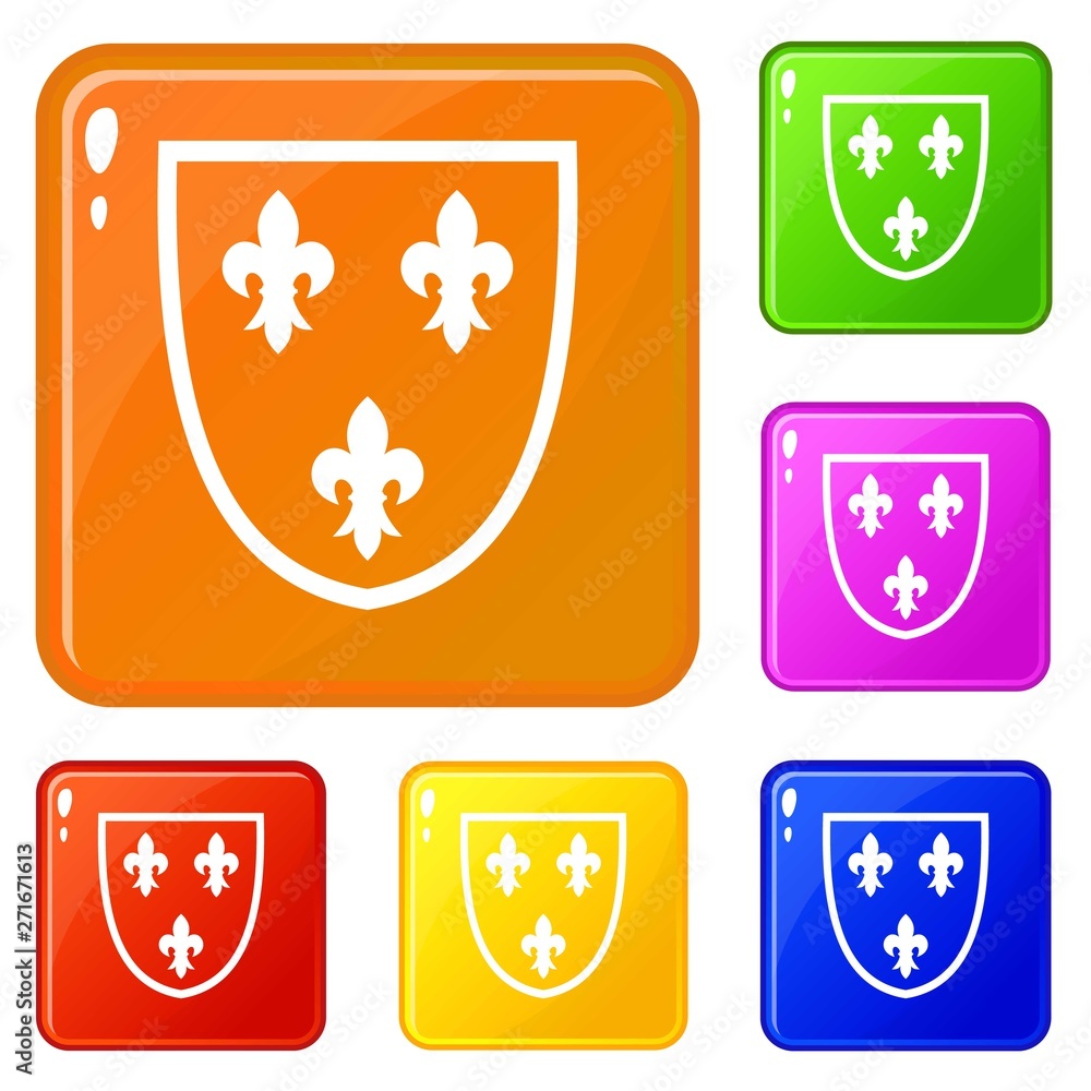 Poster crest icons set collection vector 6 color isolated on white background