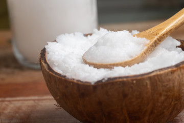Coconut oil in the coconut bowl