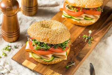 Homemade Bagel Turkey Sandwich