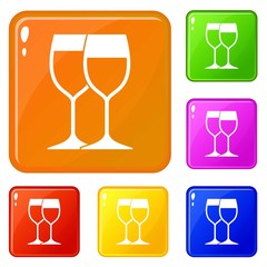 Wine glasses icons set collection vector 6 color isolated on white background