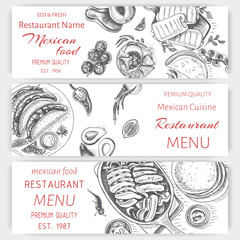 Vector illustration sketch - Mexican food. Card Menu mexican cuisine. vintage design template, banner.