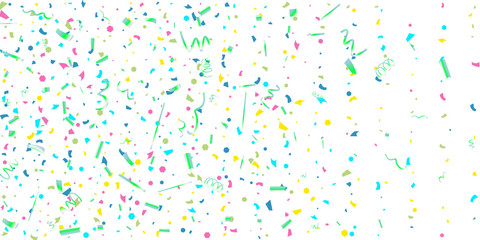 Colorful confetti on white background.