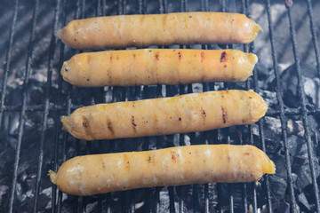 barbecue sausages, meat, natural