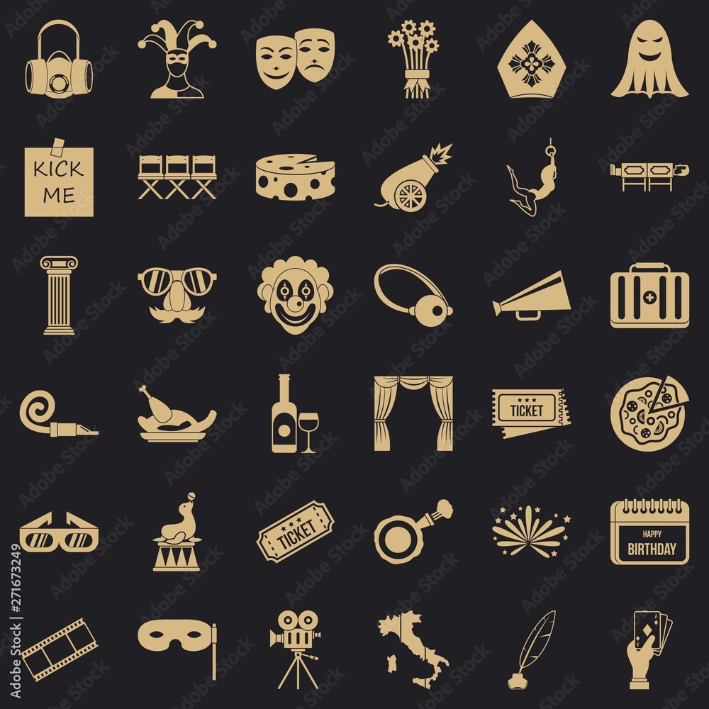 Aufkleber dramatization icons set. simple set of 36 dramatization vector icons for web for any design