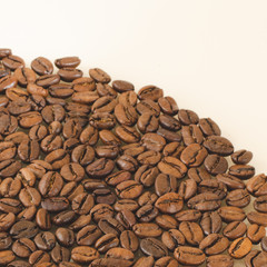 Coffee beans closeup on a white background. Matte shot with copy space on top