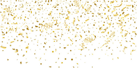 Golden glitter confetti on a white background. - obrazy, fototapety, plakaty