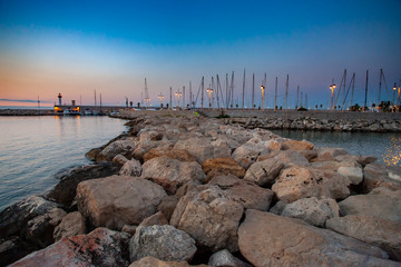Yearly morning and Sunrise in Mentona marina - obrazy, fototapety, plakaty