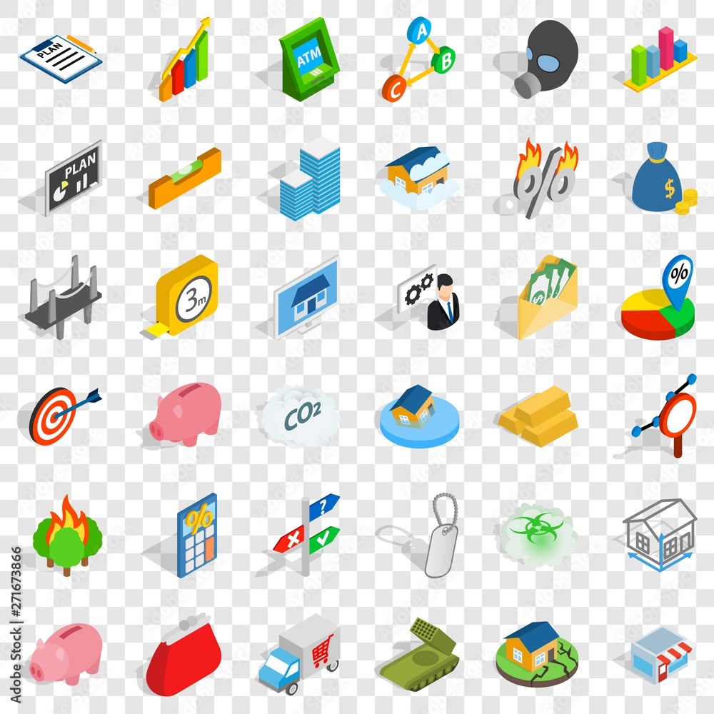 Poster feedback icons set. isometric style of 36 feedback vector icons for web for any design