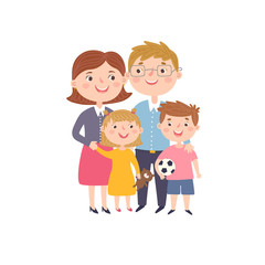 Happy family. Vector illustration in simple hand drawn style.