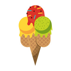 Ice cream cone with scoops