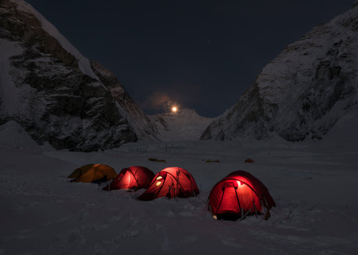 Nepal, Solo Khumbu, Everest, Western Cwm At Night