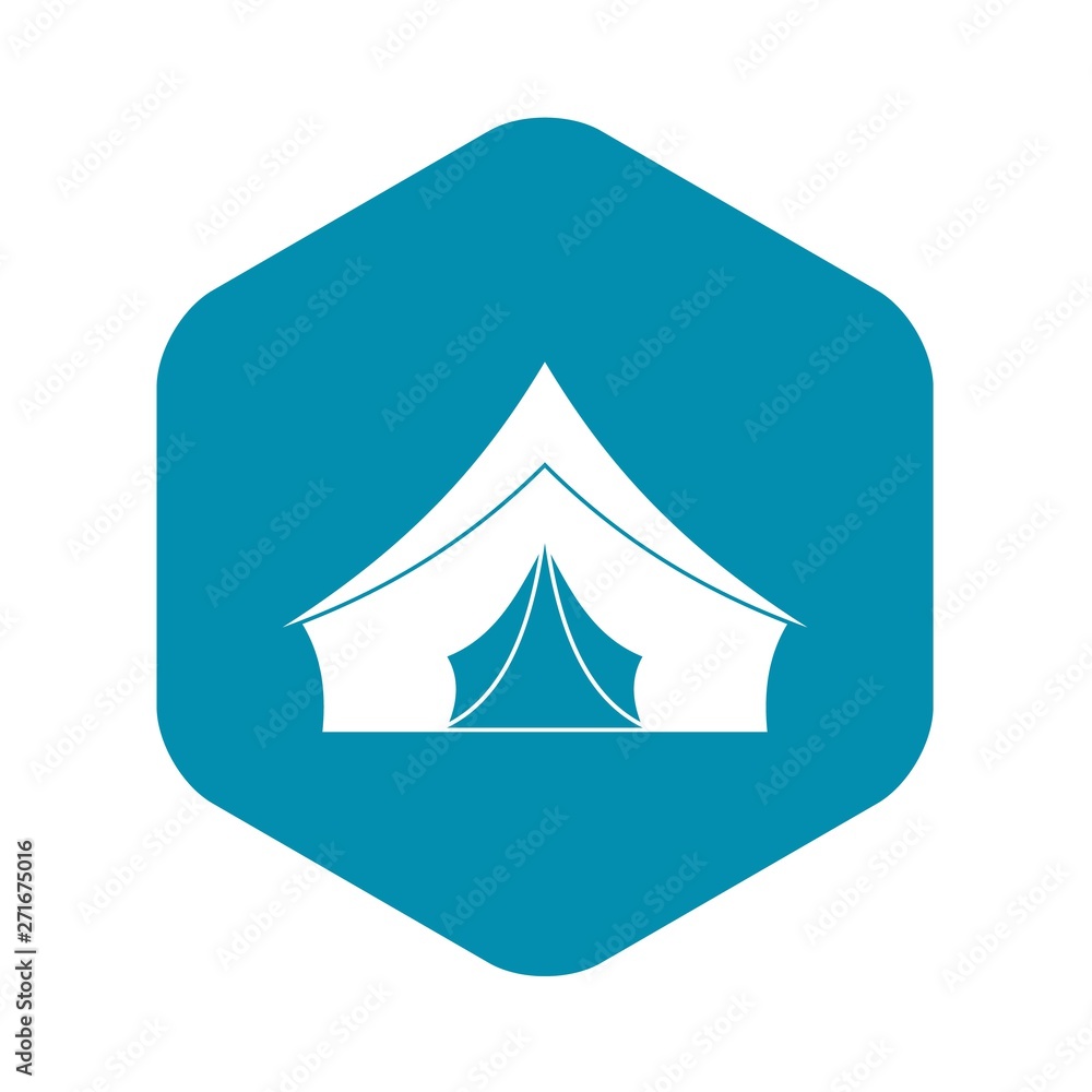 Poster tent with a triangular roof icon. simple illustration of tent with a triangular roof vector icon for