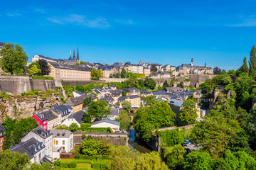 Fototapeta na wymiar High Angle view on Old Town of Luxembourg City, Luxembourg